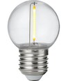 E27 1W LED kronepære - G45, filament, klar, brudsikker polycarbonat, 2700K