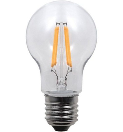 E27 3,5W LED filament pære - A55, 320lm, brudsikker polycarbonat, klar, varm hvid