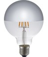 E27 4W dæmpbar LED globepære - G95, topforsølvet, filament, 2500K, sølv spejl