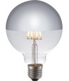 E27 4W dæmpbar LED globepære - G95, topforsølvet, filament, 2500K, sølv spejl