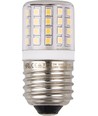 E27 3W LED rørpære - 6cm, 400lm, klar glas, 3000K, AC/DC