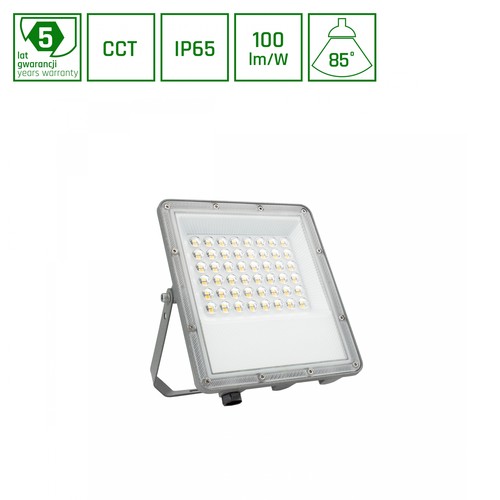 50W NOCTIS MAX CCT projektør - IP65, 3 lyskulører, grå, udendørs
