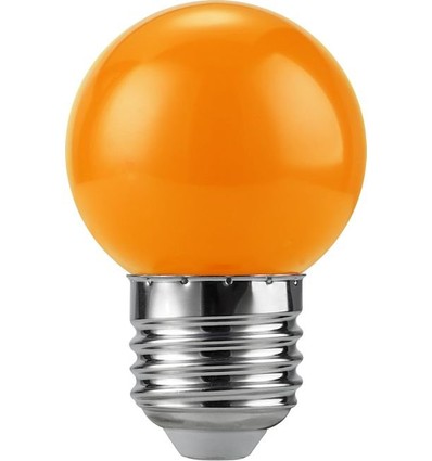 E27 1W LED kronepære - G45, Orange, Party pære