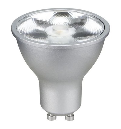 GU10 6W LED pære - 500lm, 17°, dæmpbar, sølv, 2700K