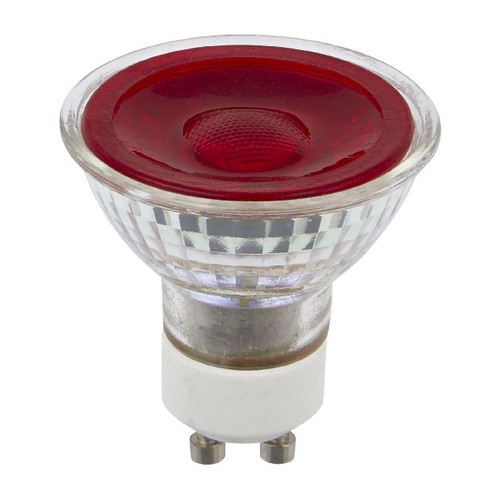 GU10 5W dæmpbar LED pære - Rød, 38°, glas, 230V
