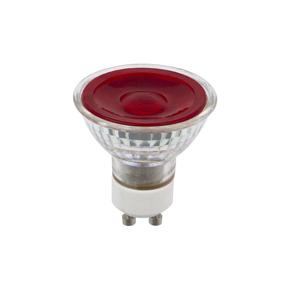 GU10 5W LED pære – Rød, 38°, glas, MR16, 230V