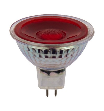 GU5.3 5W LED pære, 12V - MR16, 38°, rød, glas
