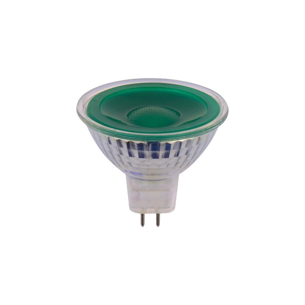 GU5.3 5W LED pære, 12V – MR16, 38°, Grøn, glas