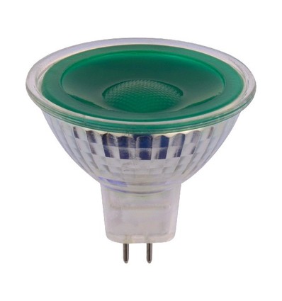 GU5.3 5W LED pære, 12V - MR16, 38°, Grøn, glas