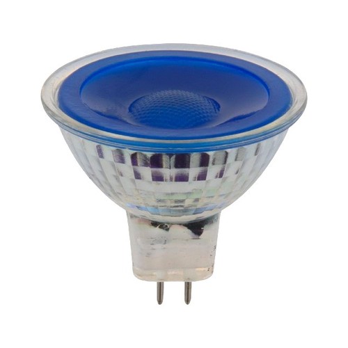 GU5.3 5W LED pære, 12V - MR16, Blå, 38 grader, glas