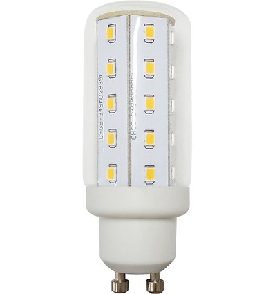 GU10 4W LED pære, 8cm - 440lm, 4000K, glas, rørformet