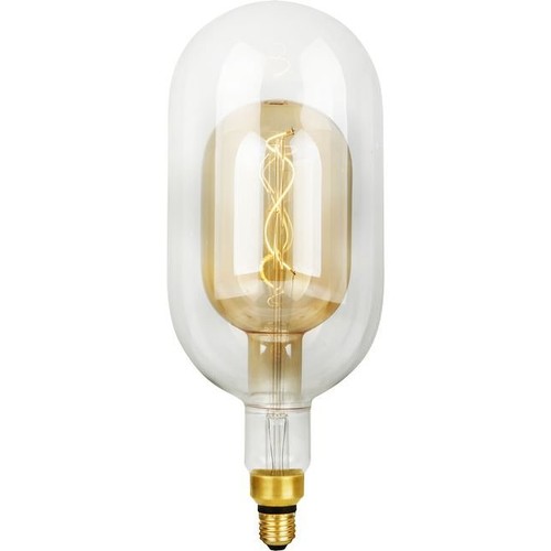 E27 4,9W dæmpbar LED pære - Filament Flex Double Tube, 38,5cm, 470lm, 2200K, Guld glas