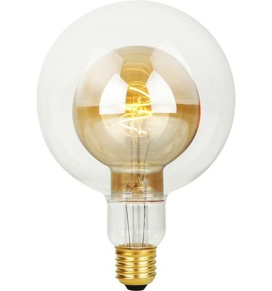 E27 4,9W LED Filament Double Globe G125 - 470lm, 2200K, dæmpbar, guld glas