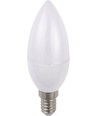 E14 3W LED kertepære, 100-240V - C37, opal glas, 3000K, 270lm