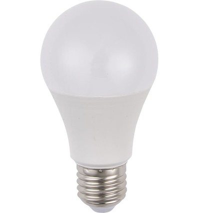 E27 9,5W LED pære - A60, 900lm, 4000K, opal glas, 100-240V AC/DC
