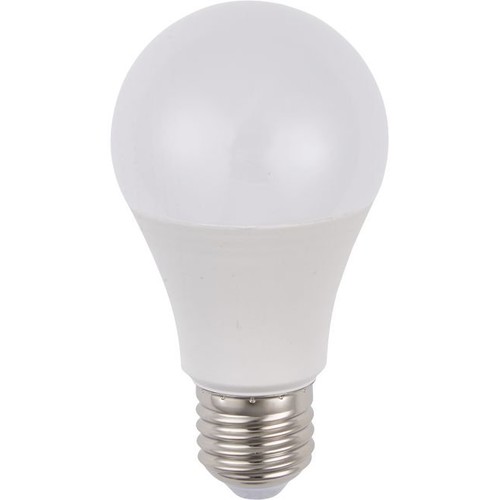 E27 9,5W LED pære, 100-240V - A60, 900lm, 6500K, AC/DC, opal glas