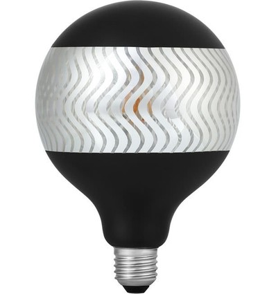 E27 4W dæmpbar LED globepære - G125, Laser Ripple, Black Silver, 2500K