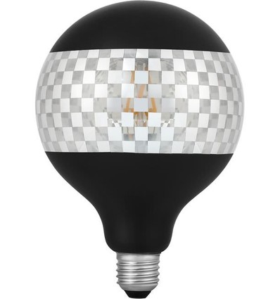 E27 4W dæmpbar LED globepære - G125, Laser Blox, 120lm, 2500K, sort/sølv