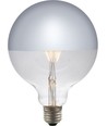 E27 6,5W dæmpbar LED kronepære - G125, topforsølvet, filament, 2500K, sølv finish