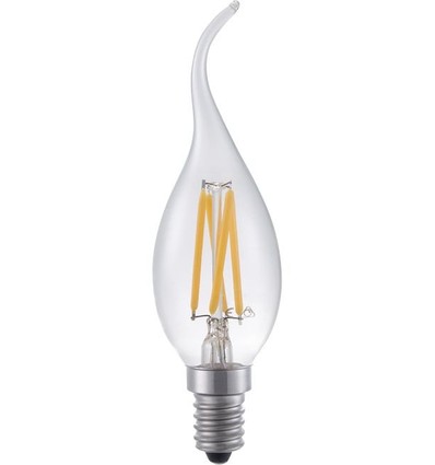 E14 4W dæmpbar LED kertepære med tip - Filament, 320lm, C35, klar glas, 2500K