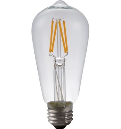 E27 4W dæmpbar LED Rustika pære - ST58, filament, 2500K, klar glas