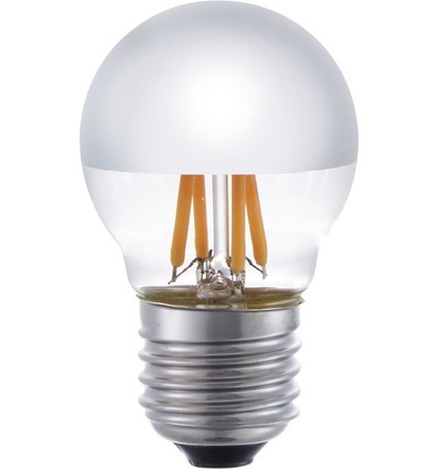 E27 4W dæmpbar LED kronepære - G45, Filament, Topforsølvet, 2500K, Sølv
