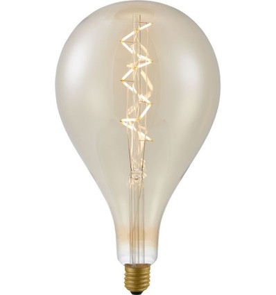 E27 6W dæmpbar XXL Filament LED pære - A165, spiral, 2200K, guld glas
