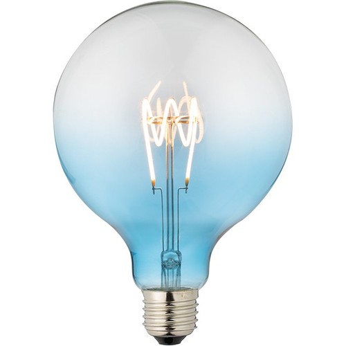 E27 4W dæmpbar LED pære - G125, Flex Filament, Blå, 140lm