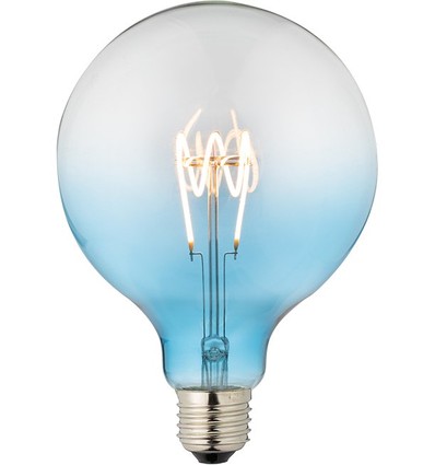 E27 4W dæmpbar LED pære - G125, Flex Filament, Blå, 140lm