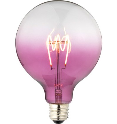 E27 4W dæmpbar LED filament pære - G125, Flex Globe, lilla glas, 140lm