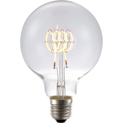 E27 4,5W dæmpbar LED pære - G95, Filament Flex, 2200K, 190lm, klar glas