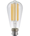 B22d 6,5W dæmpbar LED pære - ST58 Rustika, filament, klart glas, 2700K