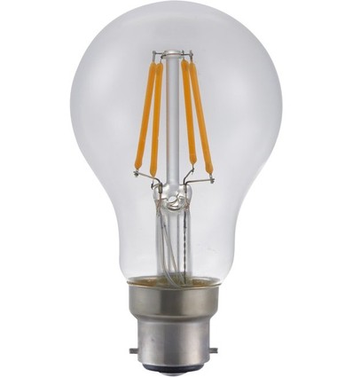 BA22d 4W dæmpbar LED pære - A60, filament, 320lm, 2500K, klart glas