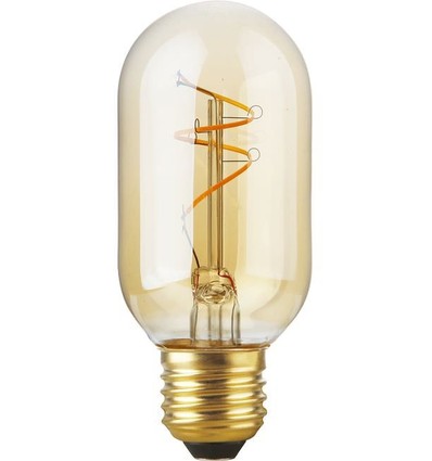 E27 4,2W dæmpbar Slim Flex LED pære - 11cm, 2200K, Gold, filament tube