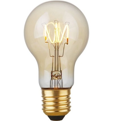 E27 4,2W dæmpbar LED pære - A60, Flex Filament, 2200K, guld glas, 470lm