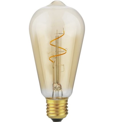 E27 2,9W dæmpbar LED pære - Slim Flex Filament, ST64, 2200K, Gold, 250lm