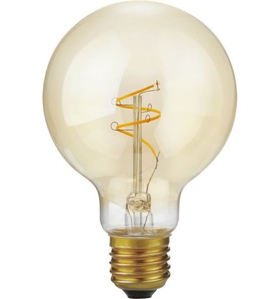 E27 2,9W Slim Flex Filament Globe G80 - 250lm, 2200K, gyldent glas, dæmpbar