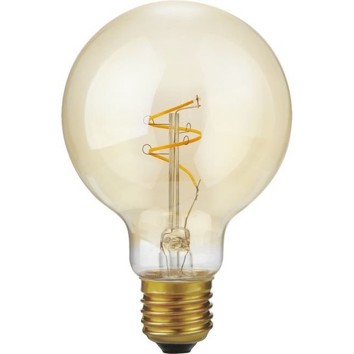 E27 4,2W dæmpbar LED Slim Flex filamentpære - G80, 470lm, 2200K, guld glas