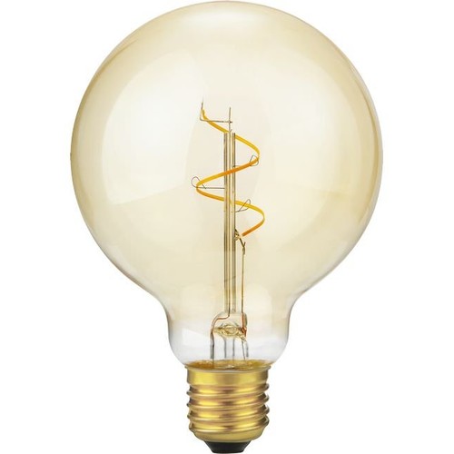 E27 2,9W dæmpbar LED pære - G95 Globe, Slim Flex Filament, 2200K, Gold, 250lm