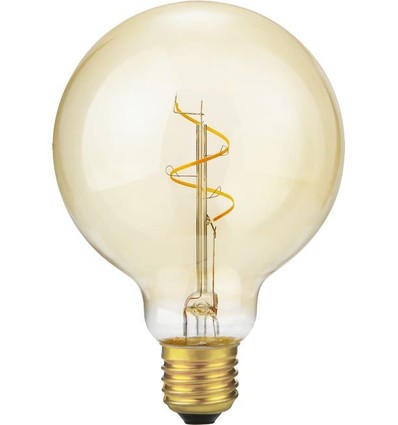 E27 2,9W dæmpbar LED pære - G95 Globe, Slim Flex Filament, 2200K, Gold, 250lm