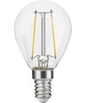 E14 2,5W dæmpbar LED kronepære - G45, filament, klart glas, 2500K