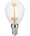 E14 4,7W dæmpbar LED kronepære - G45, filament, 470lm, 2500K, klart glas