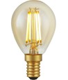 E14 4,7W dæmpbar LED kronepære - G45, filament, 2200K, guld glas, 470lm