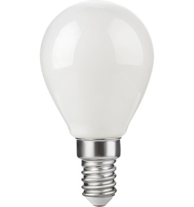 E14 4,7W dæmpbar LED kronepære - G45, filament, opal glas, 2500K, 470lm