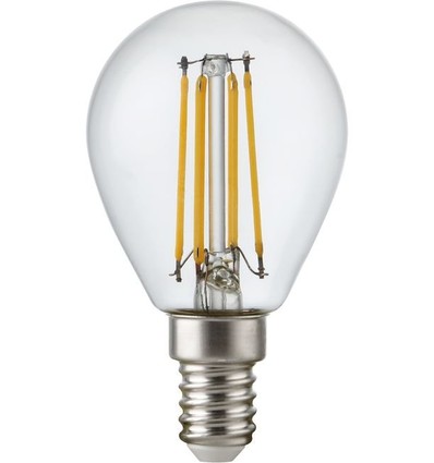 E14 4,7W dæmpbar LED kronepære - G45, filament, klar glas, 2700K