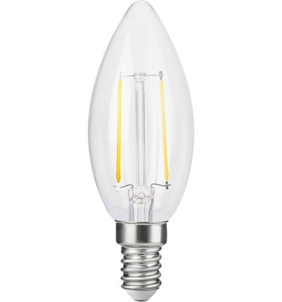 E14 2,5W dæmpbar LED kronepære - C35, filament, 2500K, klar glas