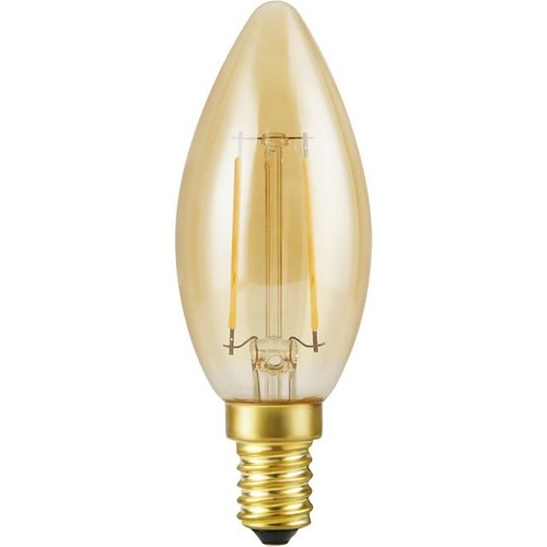 E14 2,9W dæmpbar LED kronepære - Filament, 250lm, 2200K, guld glas, C35 candle