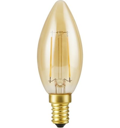 E14 2,9W dæmpbar LED kronepære - Filament, 250lm, 2200K, guld glas, C35 candle