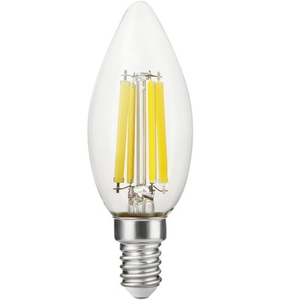 E14 7W dæmpbar LED kertepære - Filament, C35, 806lm, 2700K, klar glas