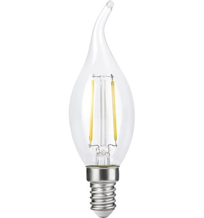 E14 2,5W dæmpbar LED kertepære med tip - C35, filament, klar, 2700K